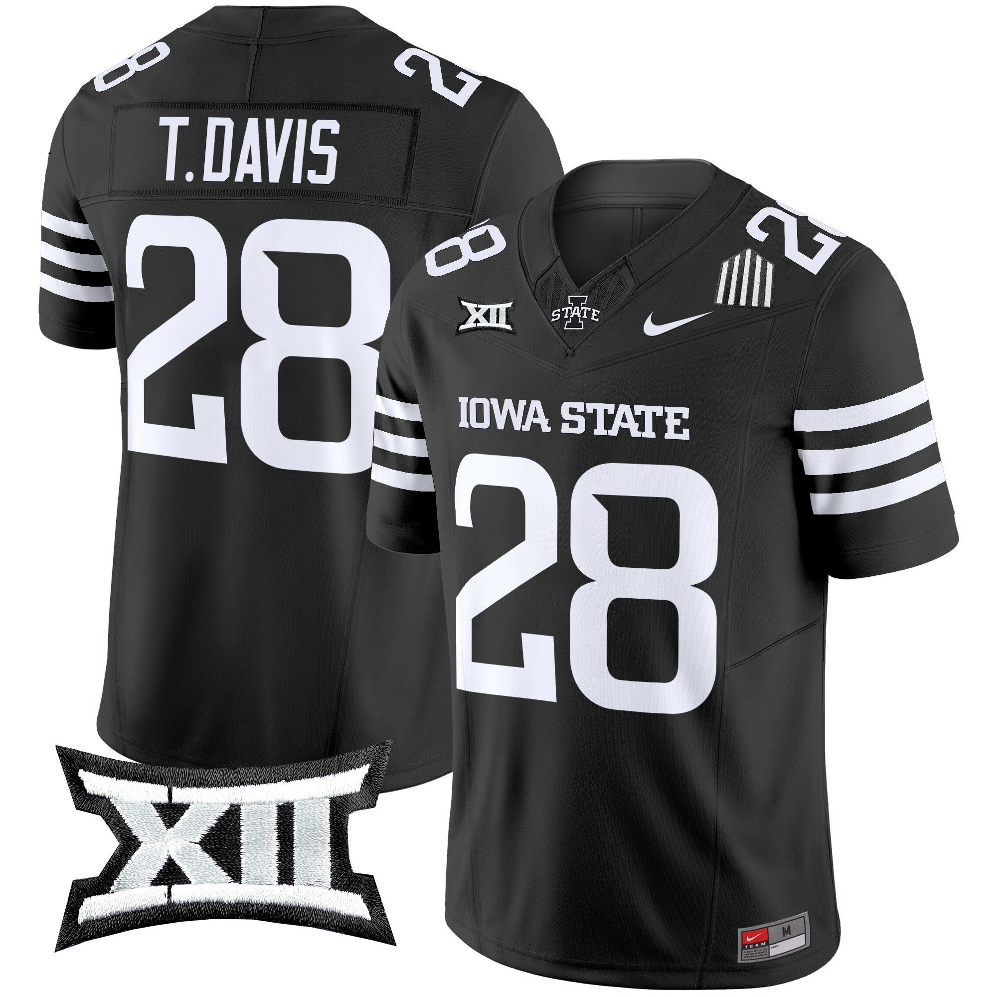 Men Iowa State Cyclones #28 T.Davis Black Nike 2024 Vapor Limited NCAA Jersey style 1->more ncaa teams->NCAA Jersey